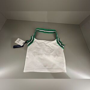 IVL Collective White Crop Tank Top with Green